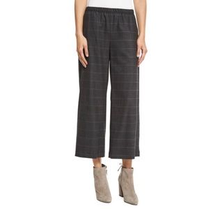 Eileen Fisher Fisher Project Wool Plaid Wide Leg Cropped Pants Size S